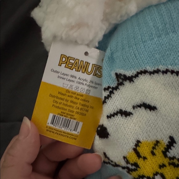 Peanuts Light Blue Snoopy and Woodstock Slipper Socks - Picture 3 of 6